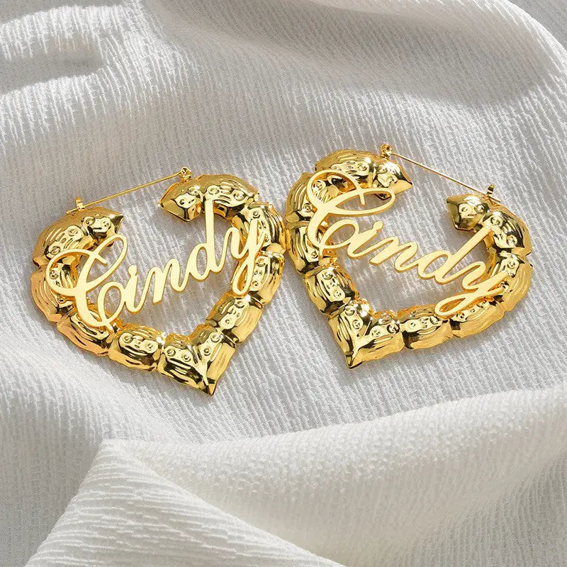 Personality Women Fashion Bamboo Hoop Earrings Letter Queen Love Sexy Dangle Earrings Beyond Trends Hub