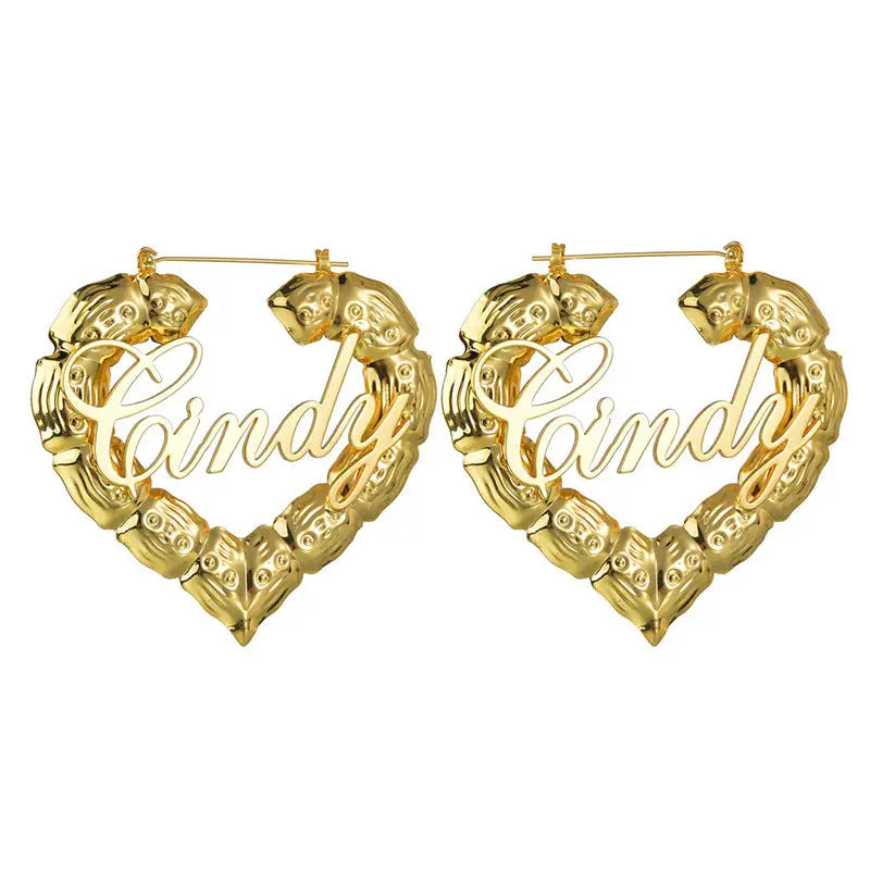Personality Women Fashion Bamboo Hoop Earrings Letter Queen Love Sexy Dangle Earrings Beyond Trends Hub