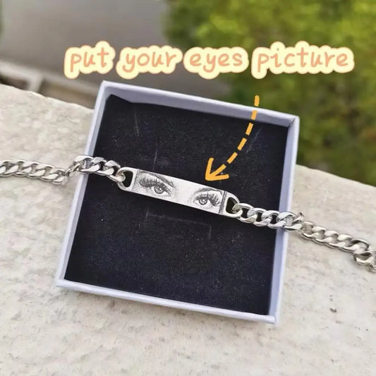 Personalized Human Eye Bracelet DIY Laser Engraved Stainless Steel Couple Bracelet Engraved Portrait Bracelet - 7