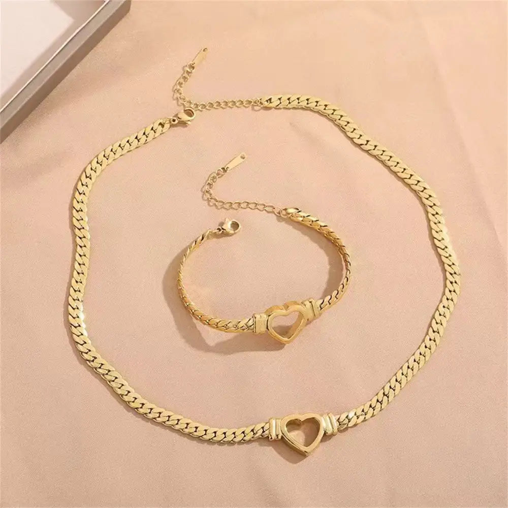 Personalized Love Chain Necklace Bracelet For Women Fashion Titanium Steel Non-fading Clavicle Chain Jewelry Beyond Trends Hub