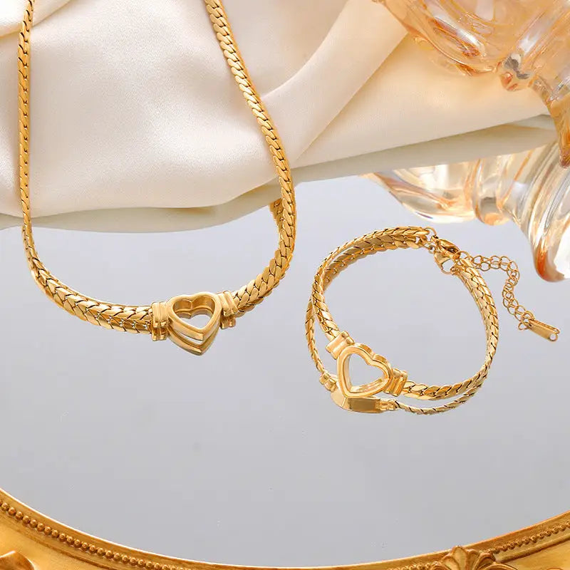 Personalized Love Chain Necklace Bracelet For Women Fashion Titanium Steel Non-fading Clavicle Chain Jewelry Beyond Trends Hub