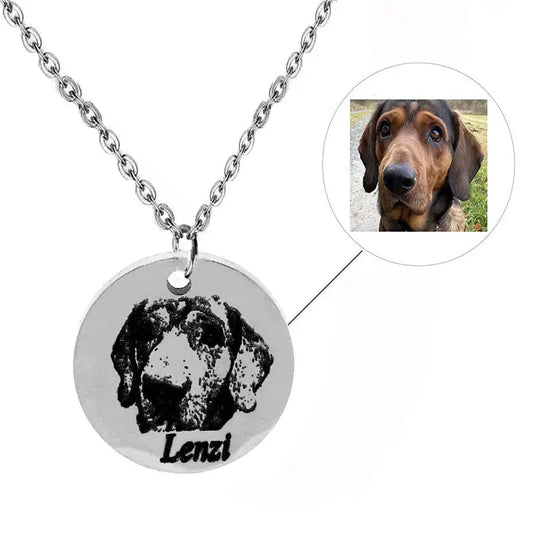 Personalized Pet Photo Disc Necklace Ladies Kitten Name Pendant Necklace Custom Animal Stainless Steel Necklace Jewelry Beyond Trends Hub