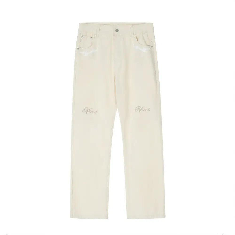 Personalized Printing Straight-leg Trousers Men