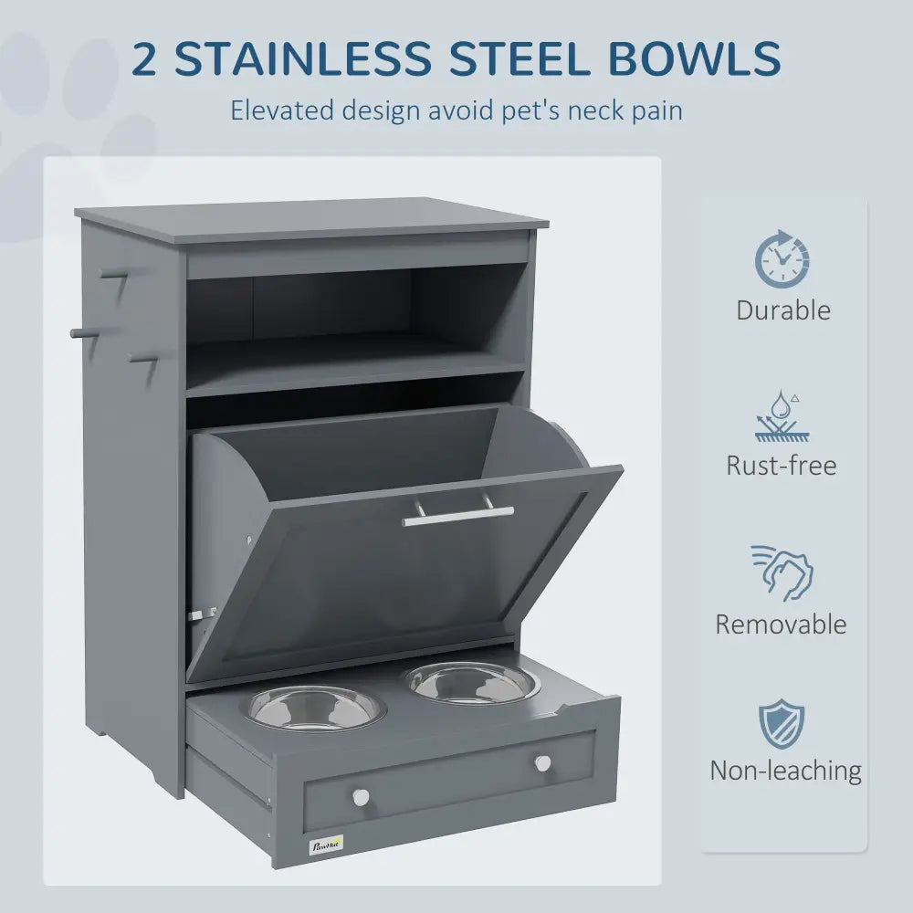 Pet Feeder Stations Lockers Dog Food Storage Containers - Grey - 5