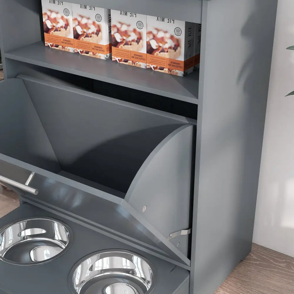 Pet Feeder Stations Lockers Dog Food Storage Containers - Grey - 5