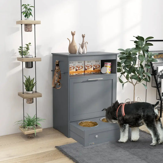 Pet Feeder Stations Lockers Dog Food Storage Containers - Grey - 5