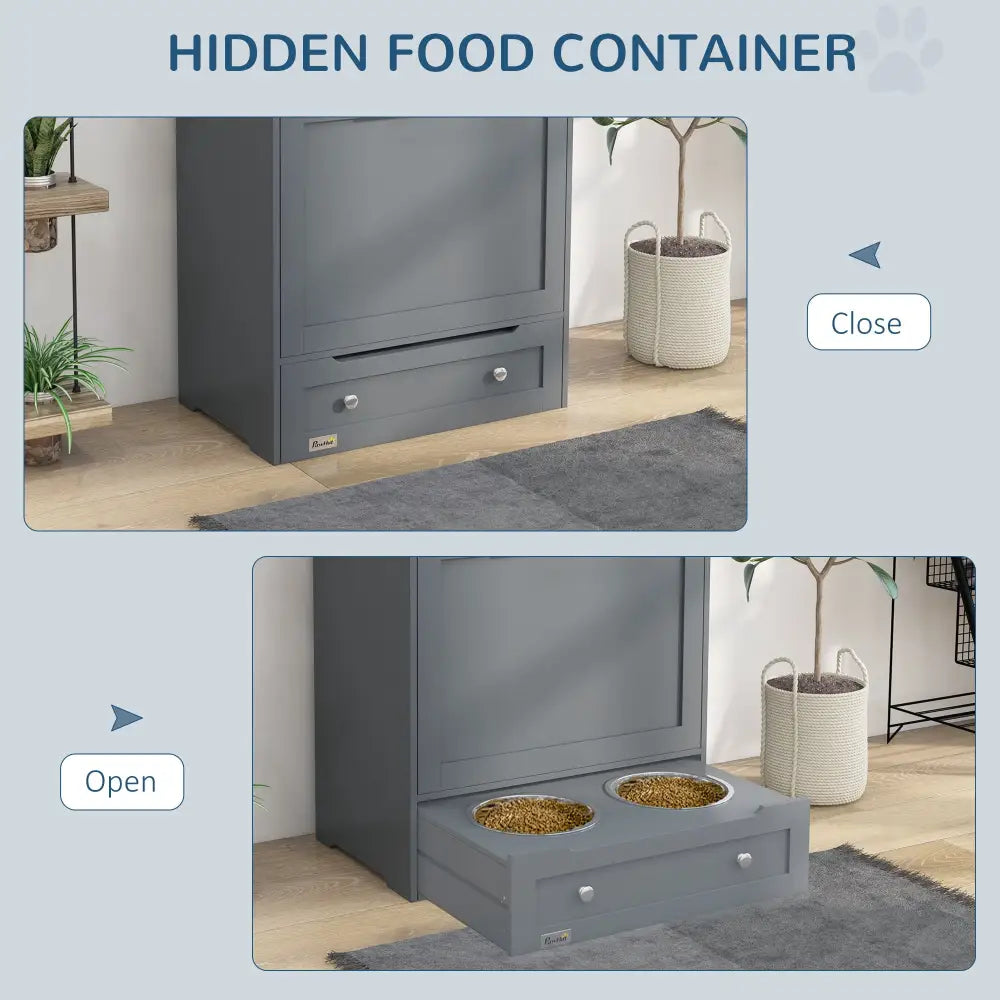 Pet Feeder Stations Lockers Dog Food Storage Containers - Grey - 5