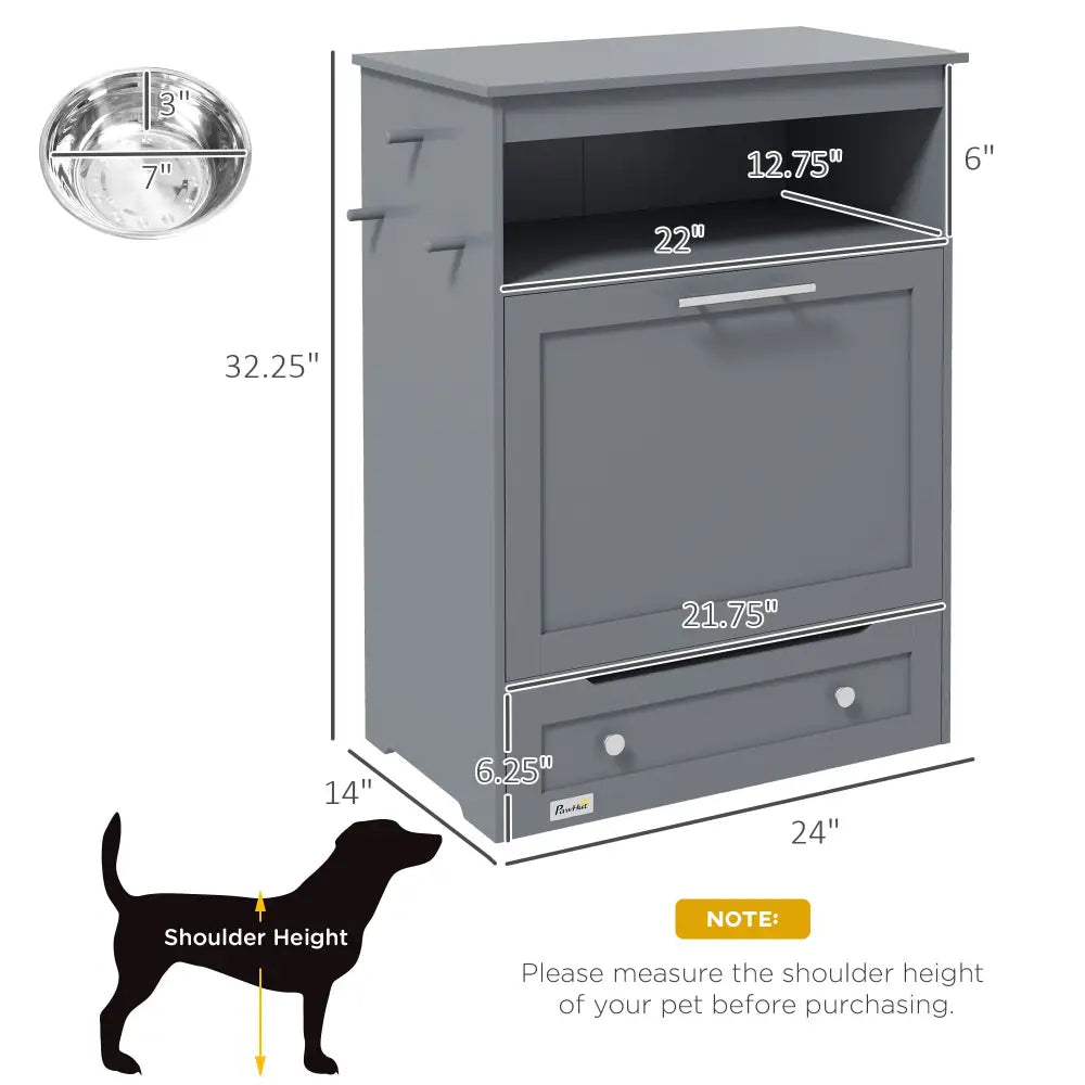 Pet Feeder Stations Lockers Dog Food Storage Containers - Grey - 5