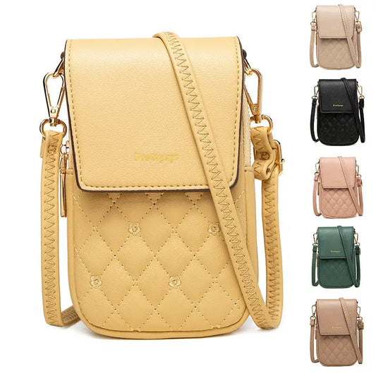 Plaid Sewing Design Mobile Phone Bags For Women Simple Buckle Multifunctional Crossbody Shoulder Bag - Beyond Trends Hub 