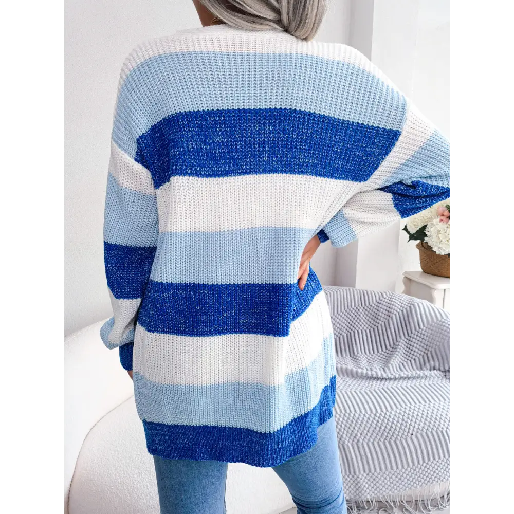 Plaid Sweater Women Casual Lantern Sleeves Cardigan Jacket Outerwear Clothes - Beyond Trends Hub 