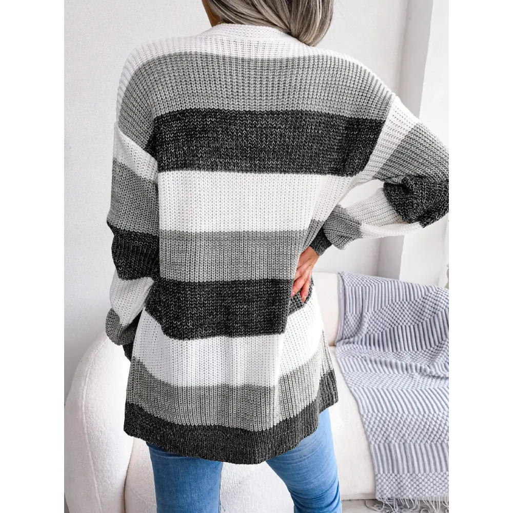 Plaid Sweater Women Casual Lantern Sleeves Cardigan Jacket Outerwear Clothes - Beyond Trends Hub 