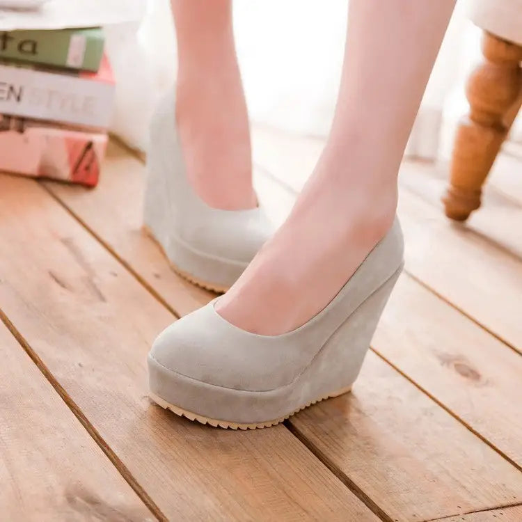 Platform Shoes Women Retro Fashion Thick Bottom Round Toe Lace Up Decorating High Wedges Shoes Woman Beyond Trends Hub