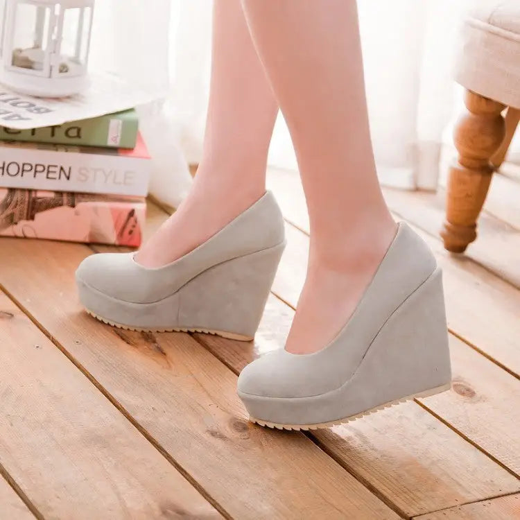 Platform Shoes Women Retro Fashion Thick Bottom Round Toe Lace Up Decorating High Wedges Shoes Woman Beyond Trends Hub