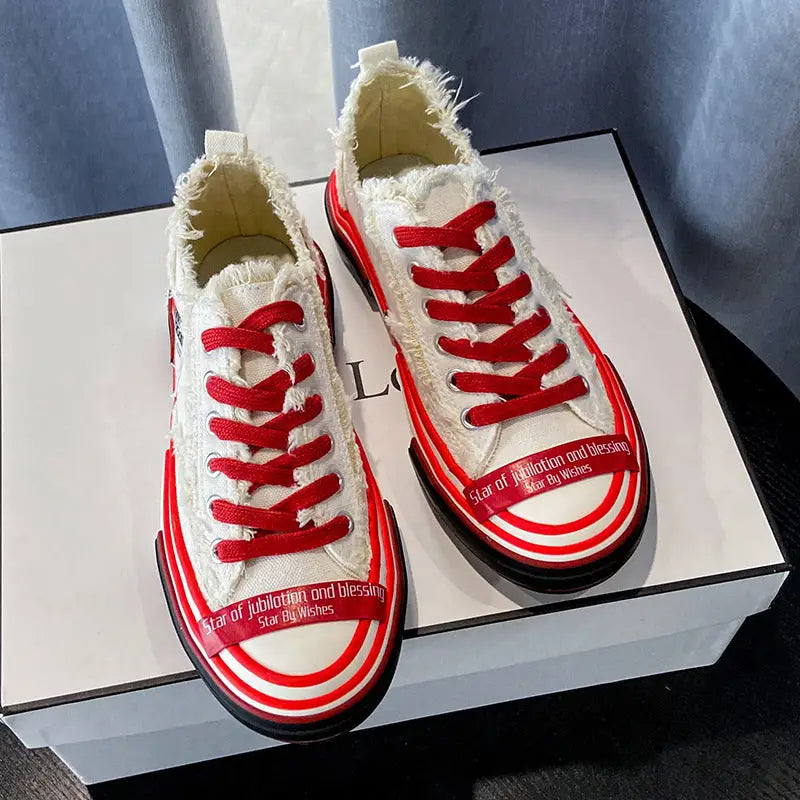 Platform stitching ladies canvas shoes - White / 38