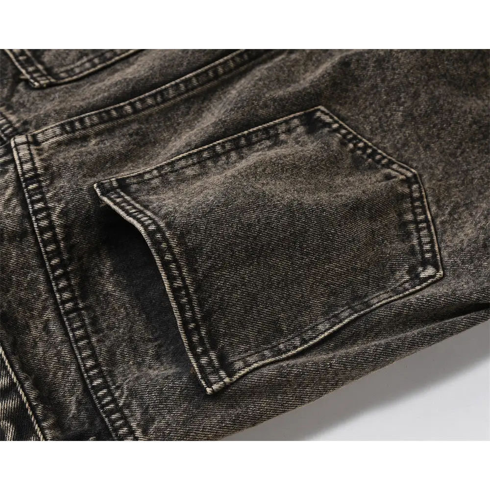 Pleated Loose Denim Trousers Men