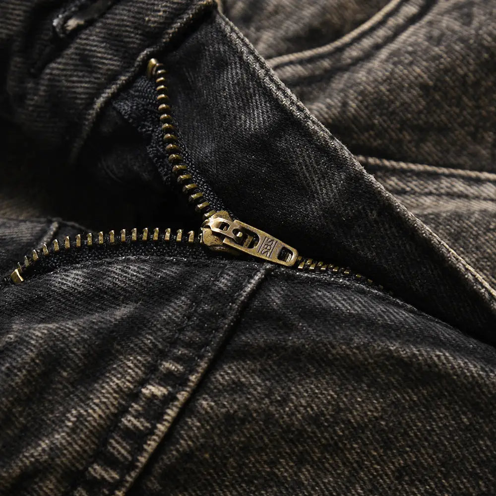 Pleated Loose Denim Trousers Men
