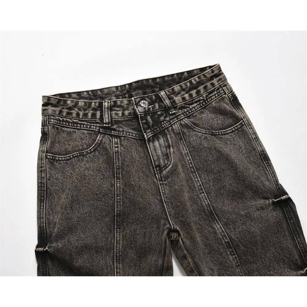 Pleated Loose Denim Trousers Men