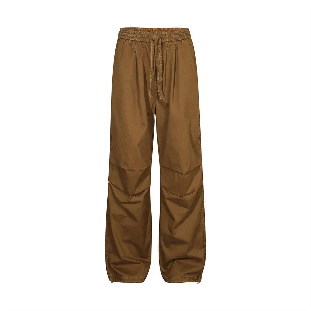 Pleated Paratrooper Casual Trousers For Men - Brown / S