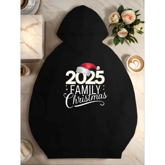 Plus Size Casual Hooded Sweatshirts For Women Geometric Pattern With Front Pocket For Fall Winter Season 2025 Family