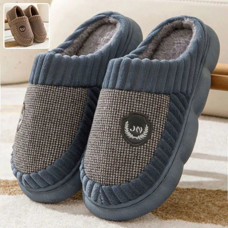 Plus Size Colorblock Plush Slippers For Women Men Winter Warm Home Slipper Indoor Thick-soled Fleece Shoes Couple - 4