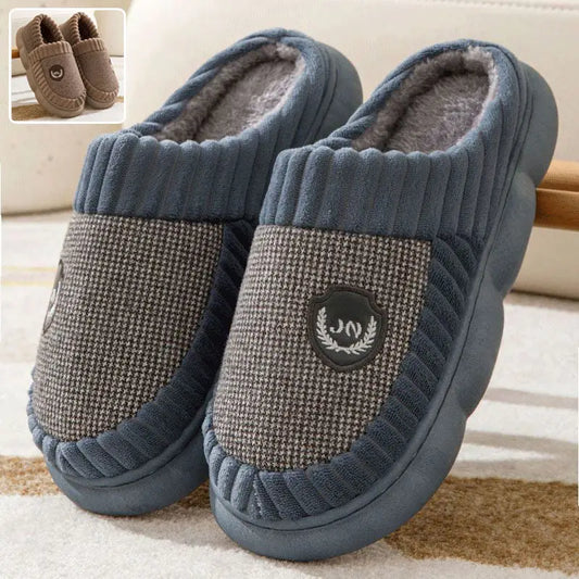 Plus Size Colorblock Plush Slippers For Women Men Winter Warm Home Slipper Indoor Thick-soled Fleece Shoes Couple - 4