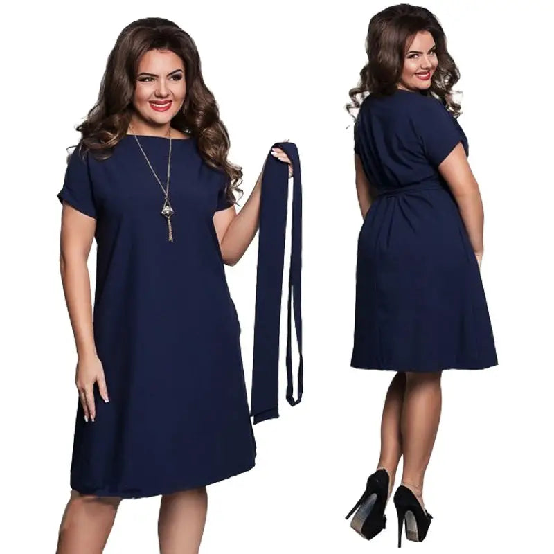 Plus size dress for women big size ladies clothing - Dark blue / L
