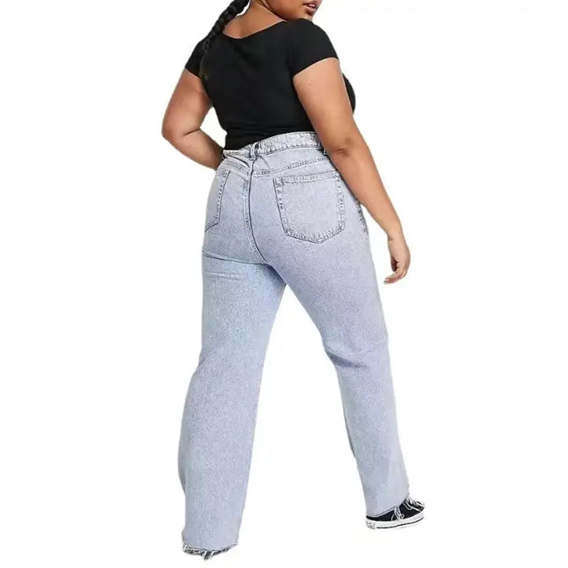 Plus Size Fashion Jeans Women’s Trousers Fat Women’s Trousers