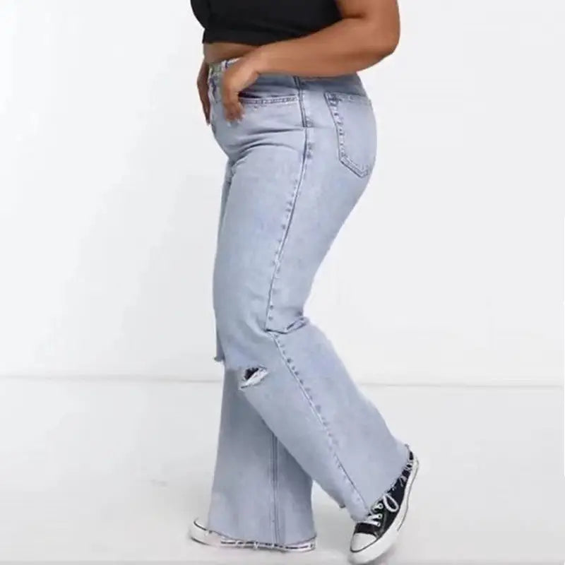 Plus Size Fashion Jeans Women’s Trousers Fat Women’s Trousers