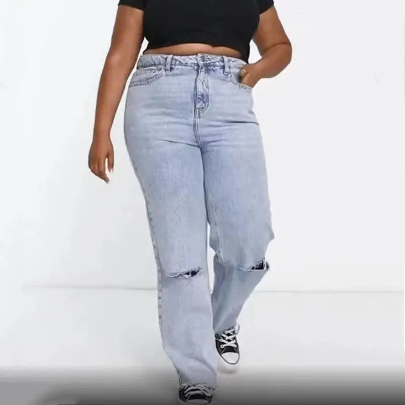 Plus Size Fashion Jeans Women’s Trousers Fat Women’s Trousers