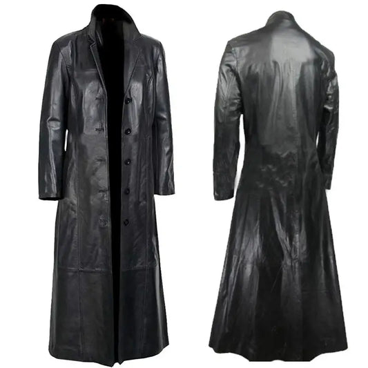 Plus Size Leather Jacket Motorcycle Men’s Duster Fur Coat