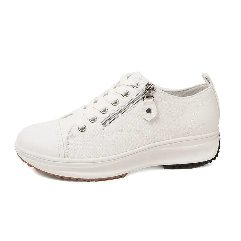 Plus Size Solid Color Low Cut Fashion Round Head Lace-up Platform Women's Casual Pumps Beyond Trends Hub