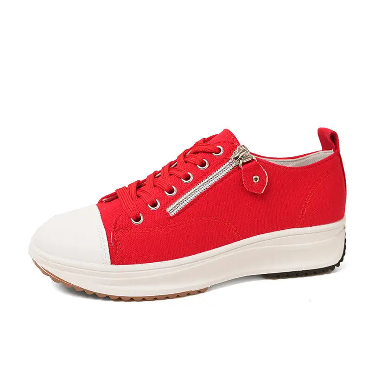 Plus Size Solid Color Low Cut Fashion Round Head Lace-up Platform Women's Casual Pumps Beyond Trends Hub