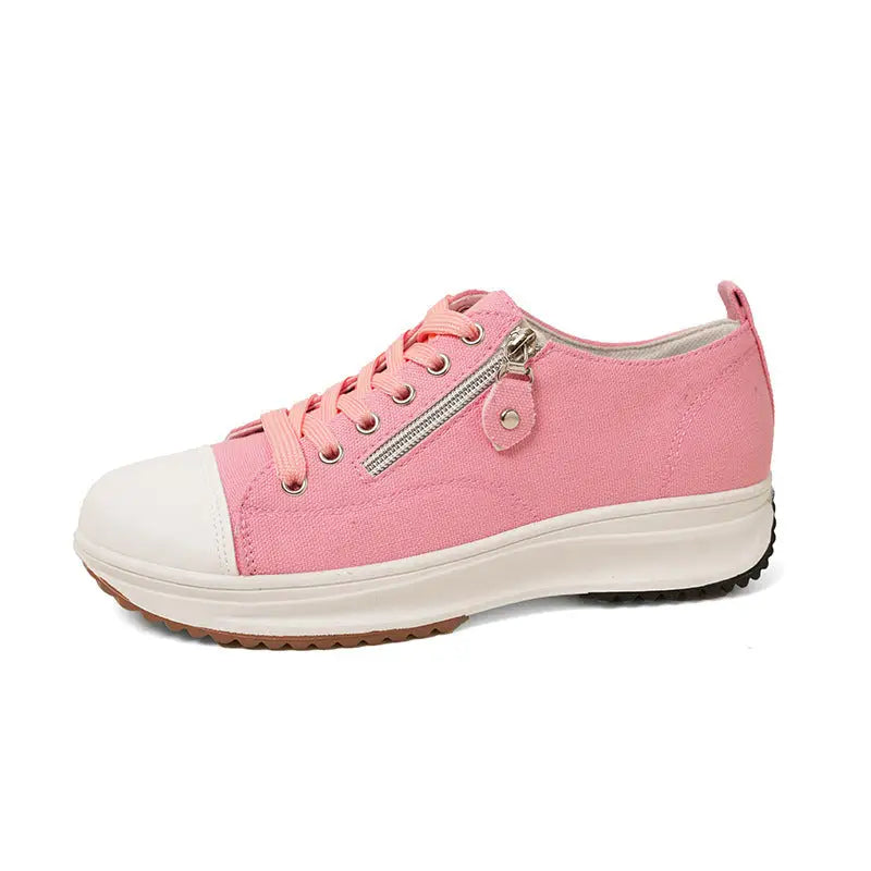 Plus Size Solid Color Low Cut Fashion Round Head Lace-up Platform Women's Casual Pumps Beyond Trends Hub