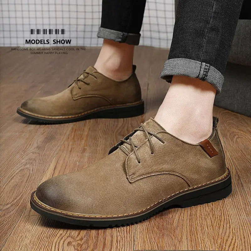 Plus Size Spring New Men’s Casual Leather Shoes - Blue / 38