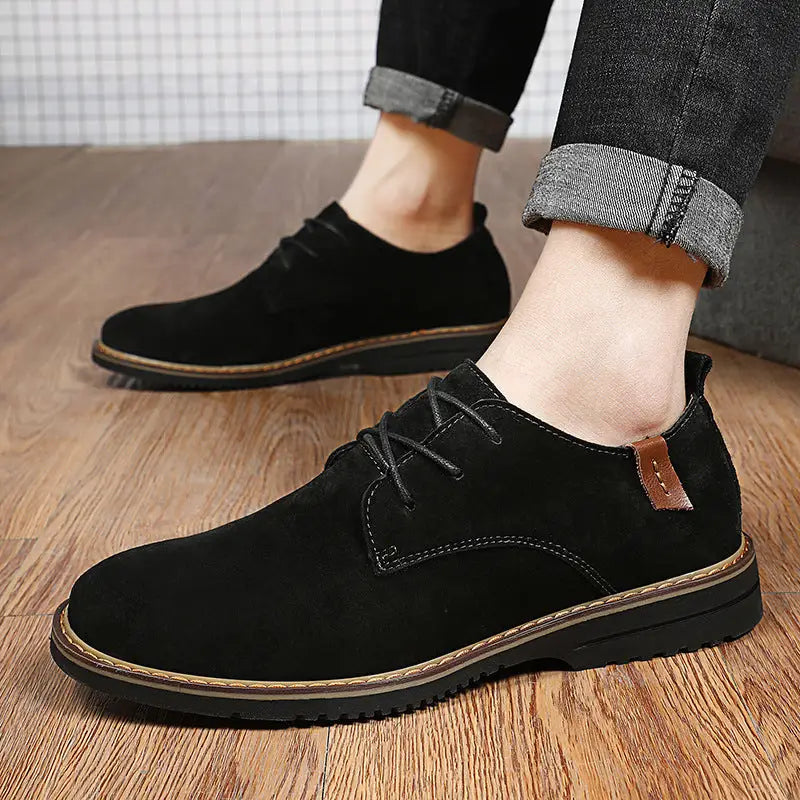 Plus Size Spring New Men’s Casual Leather Shoes - Gray / 38
