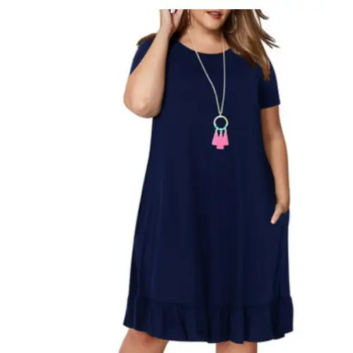 Plus Size Summer Dresses Women 2XL-9XL Bi Ladies Skirt - Dark Blue / 2XL