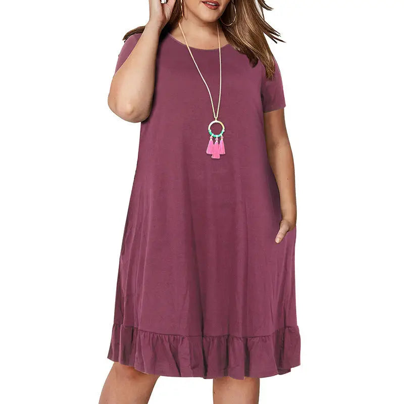 Plus Size Summer Dresses Women 2XL-9XL Bi Ladies Skirt - Wine Red / 2XL