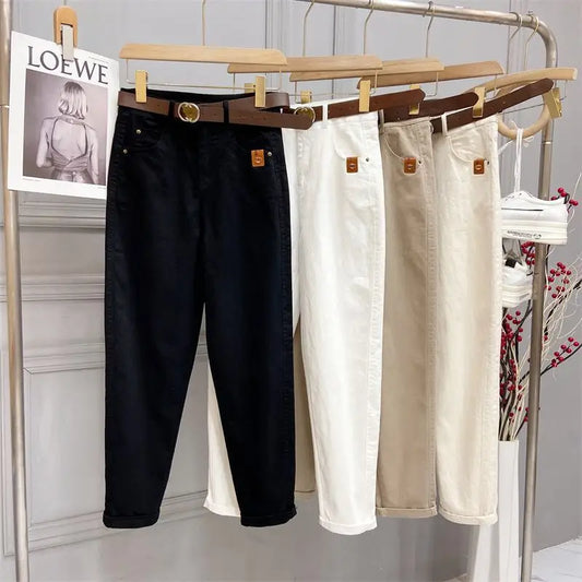 Plus Size Women’s High Waist Denim Thick Trousers