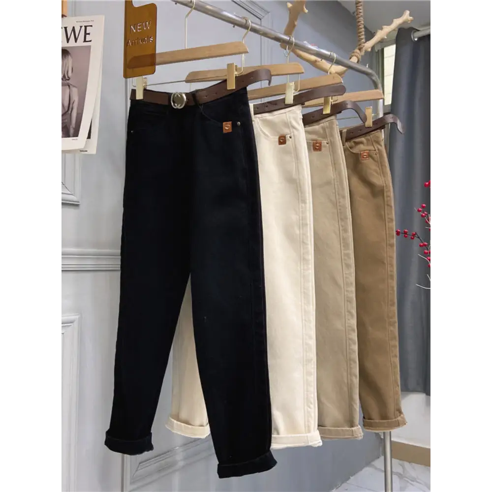 Plus Size Women’s High Waist Denim Thick Trousers