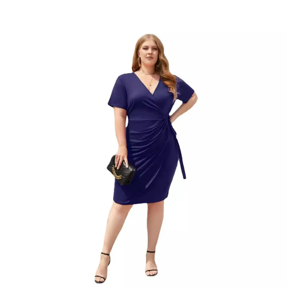Plus Size Women’s Solid Color Casual Holiday Dress