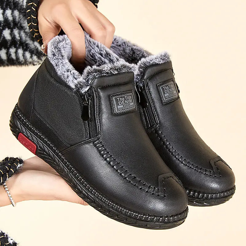 Plush Ankle Boots Winter Warm Shoes Gift For Mom Snow Boots Women - Black / Size36