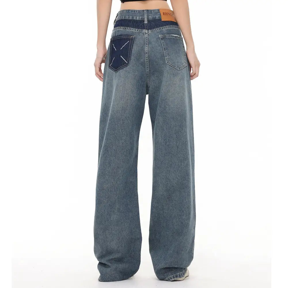 Pocket Decoration Denim Loose Trousers Men