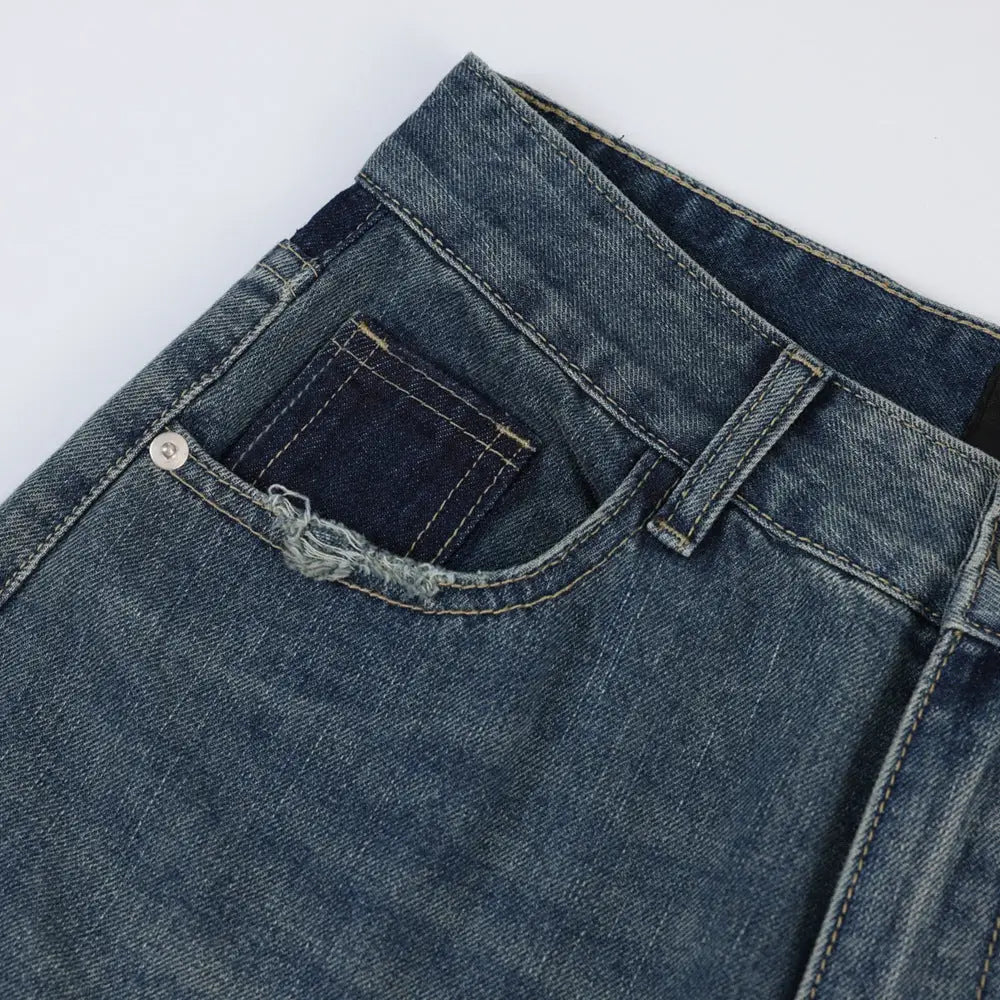 Pocket Decoration Denim Loose Trousers Men