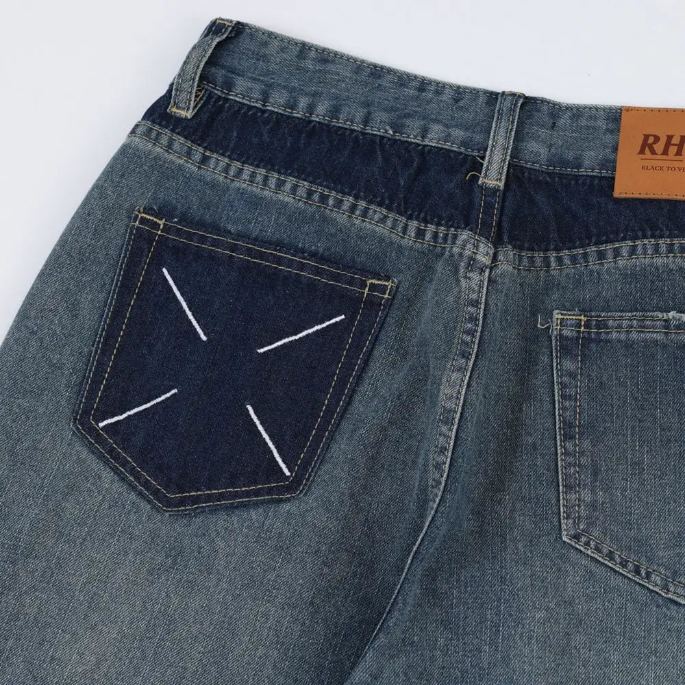 Pocket Decoration Denim Loose Trousers Men