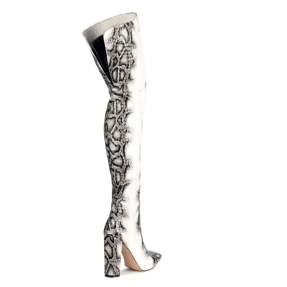 Pointed Snakeskin High Over The Knee Boots Plus Size Beyond Trends Hub