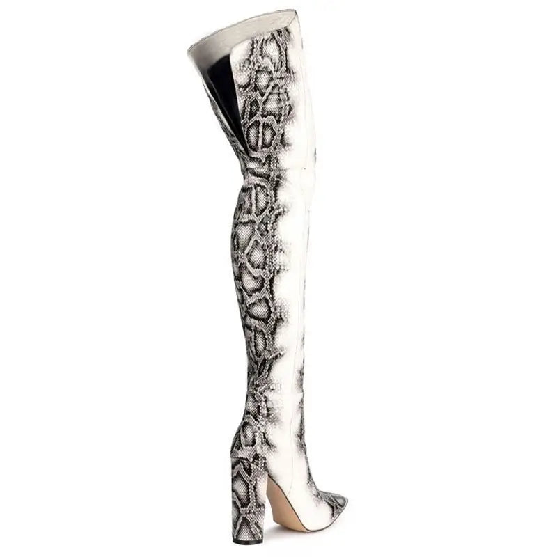 Pointed Snakeskin High Over The Knee Boots Plus Size Beyond Trends Hub