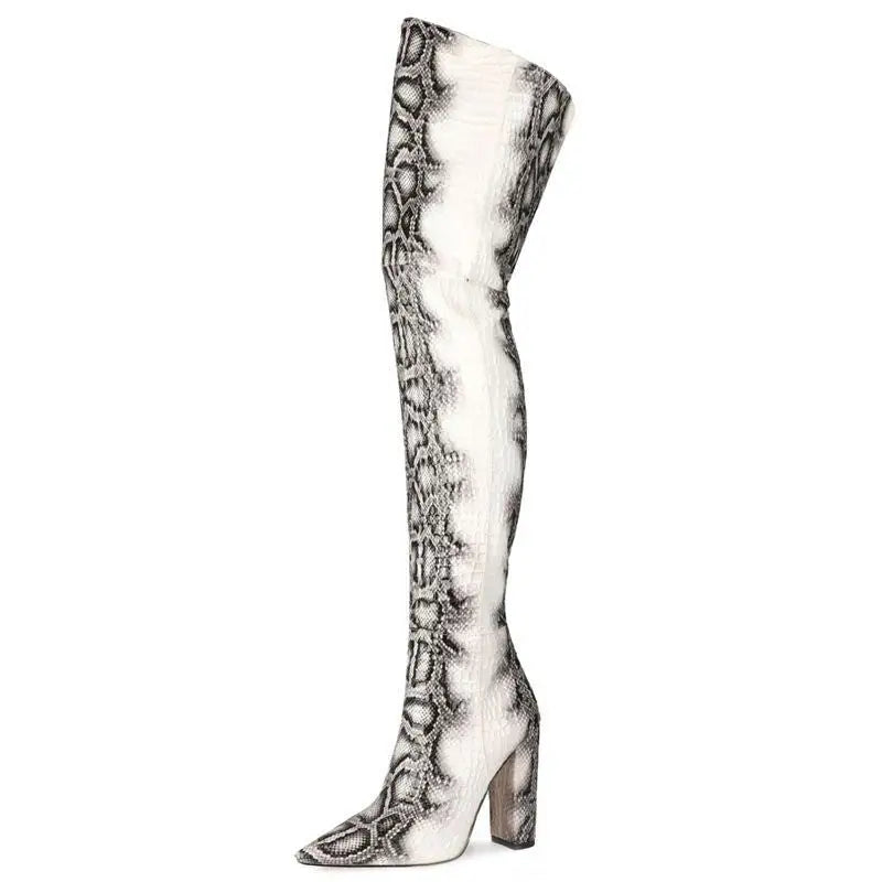 Pointed Snakeskin High Over The Knee Boots Plus Size Beyond Trends Hub