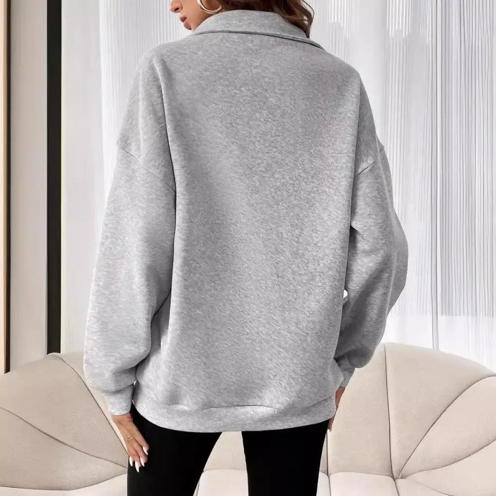 Polo Collar Solid Color Casual Women's Hoodie Beyond Trends Hub