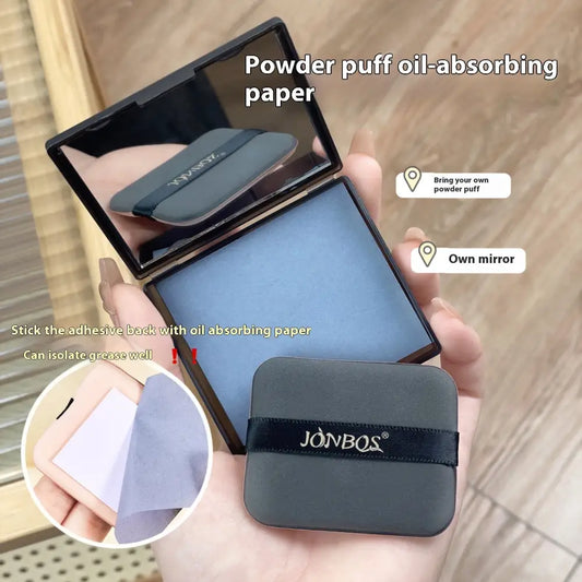 Portable Cleaning Oil-absorbing Sheets With Powder Puff Facial Oily Skin Refreshing Oil Removing Bamboo Charcoal Oil Control - Beyond Trends Hub 