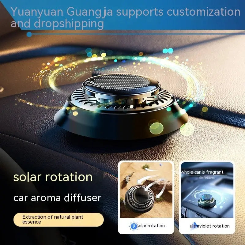 Portable Kinetic Car Air Freshener Solar Powered Double Ring Rotating Air Cleaner Perfume Fragrance Diffuser Beyond Trends Hub